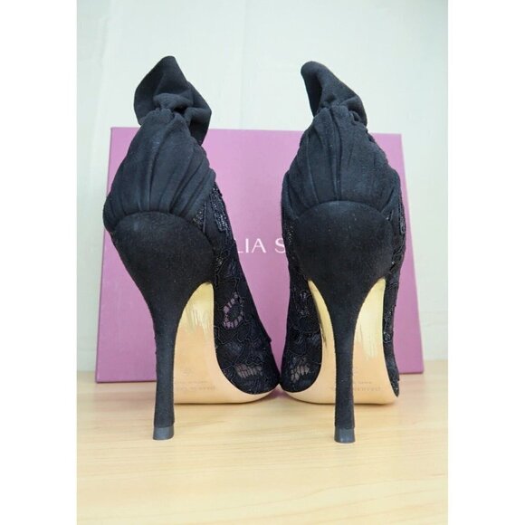 NWT Dahlia Selva Black Lace Pumps Frills For All Size 6 Euro 37 Italy MSRP $795 - Picture 5 of 13